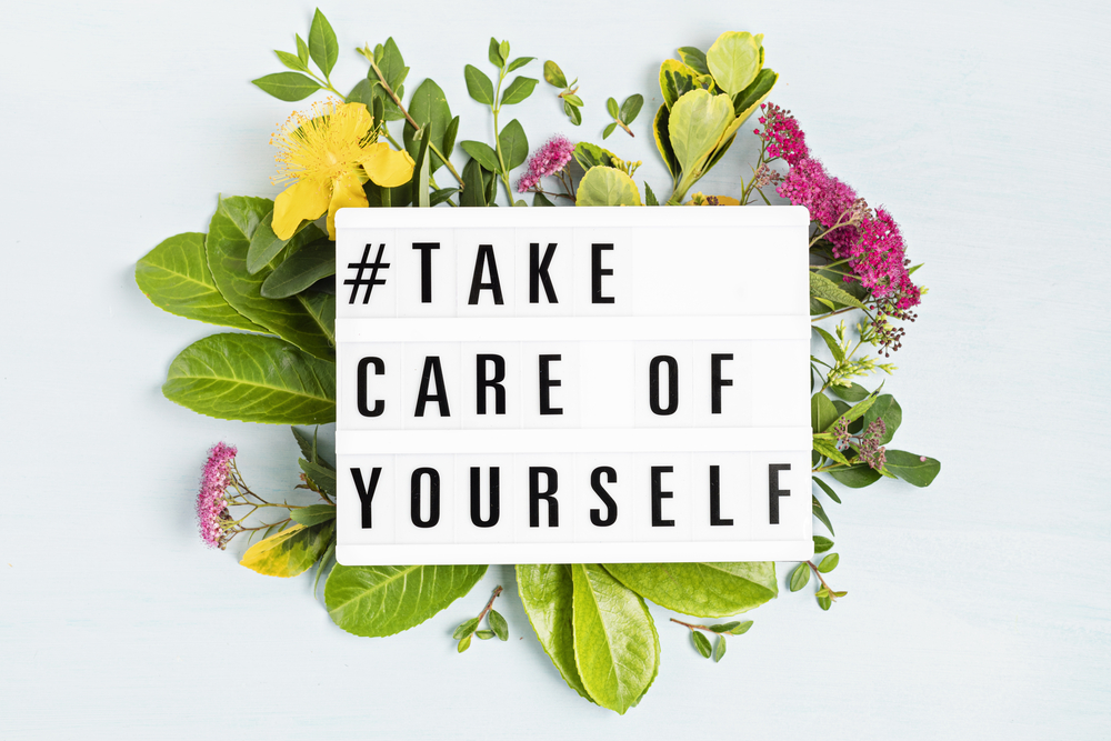 Lightbox with motivation words for self care, positive thinking, mental and emotional wellness
